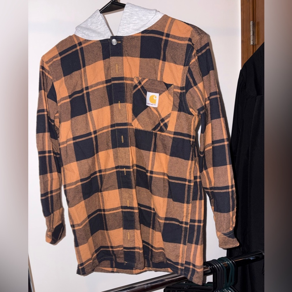 Carhartt Men's Casual Plaid Shirt - Orange and Black